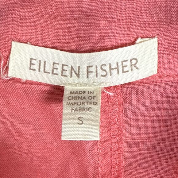 EILEEN FISHER 100% IRISH LINEN CINCH TIE BACK LIGHT WEIGHT CORAL JACKET SIZE S - Picture 3 of 6